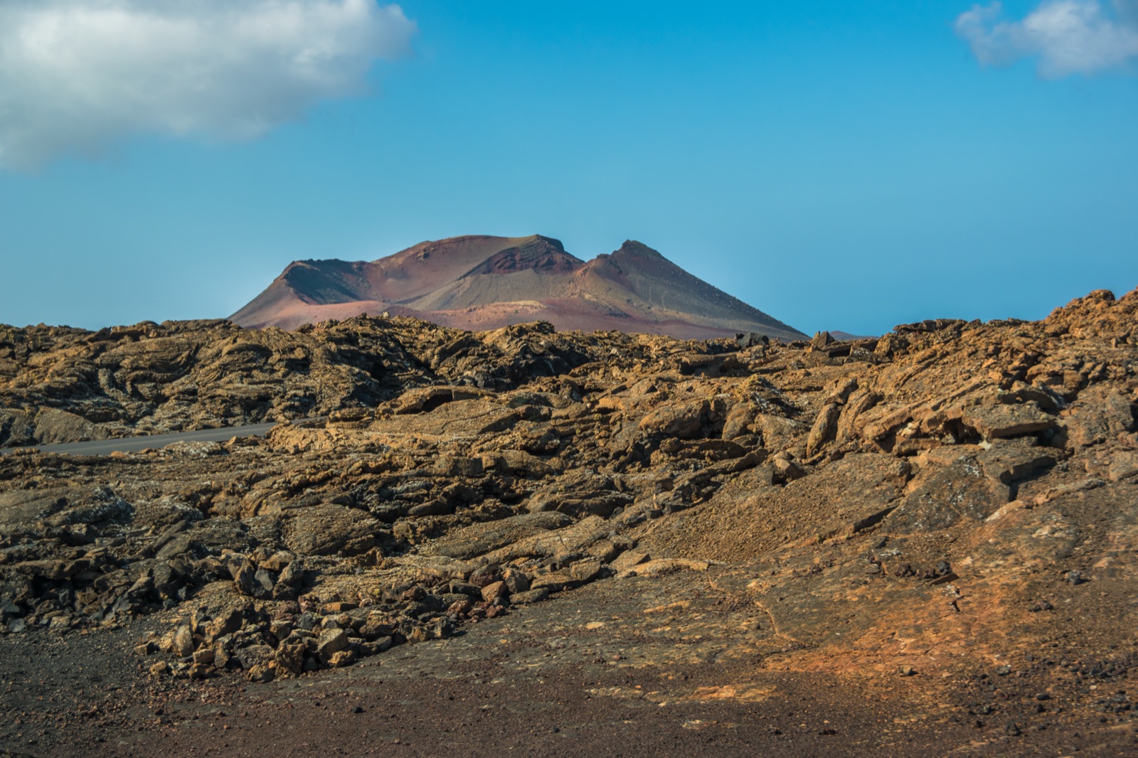 View across the lava fields of Timanfaya National Park